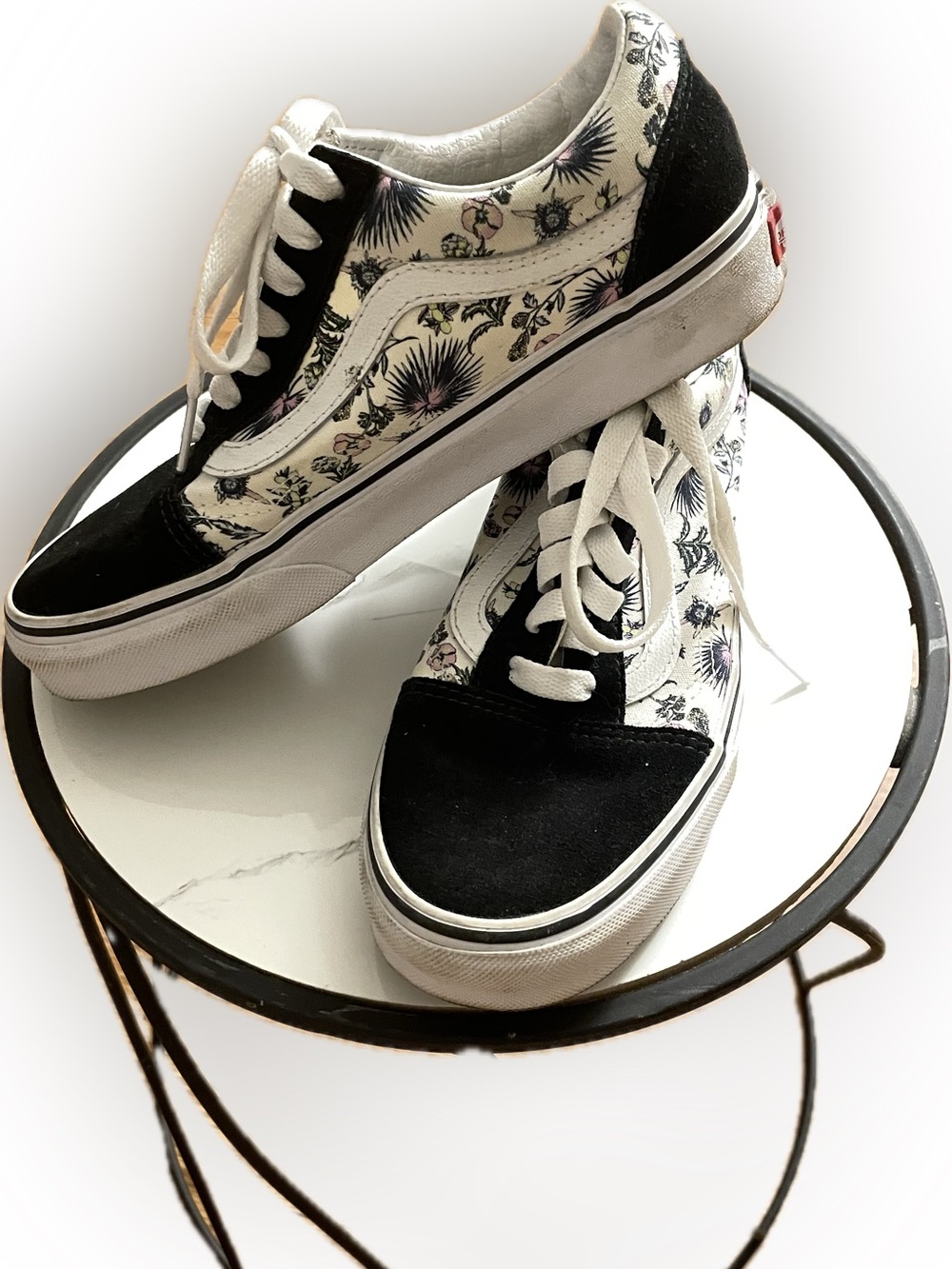Vans Black & White Floral Old Skool Sneakers